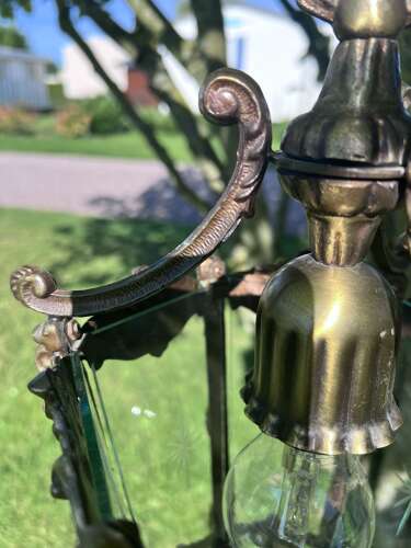 French Brass Single Light Hall Antique Lantern