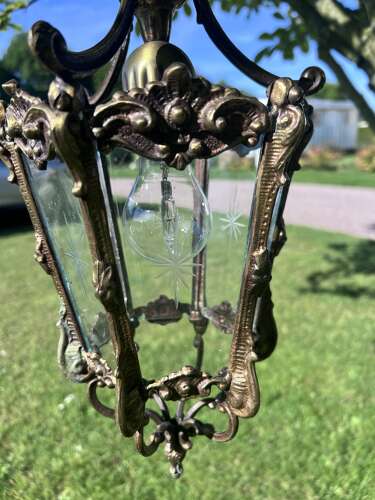 French Brass Single Light Hall Antique Lantern
