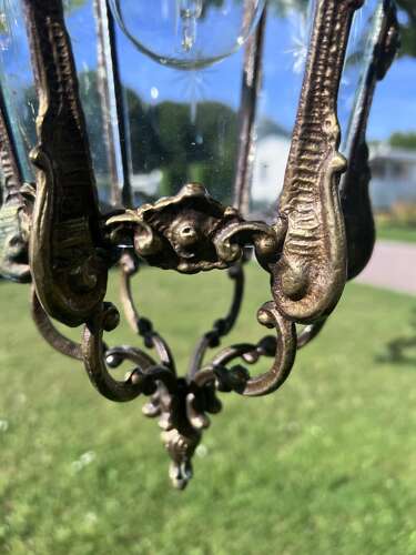 French Brass Single Light Hall Antique Lantern