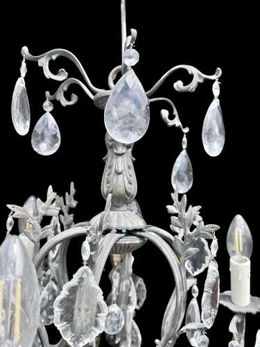 Six Light French Antique Crystal Chandelier
