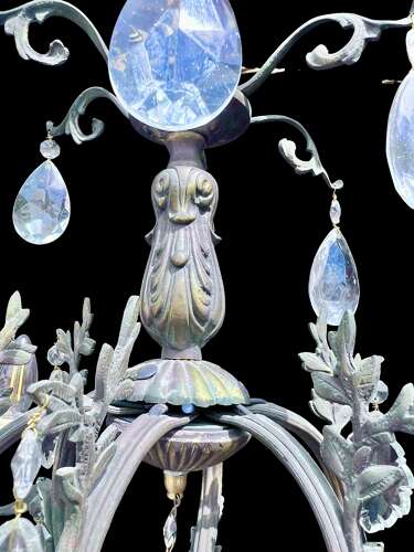 Six Light French Antique Crystal Chandelier