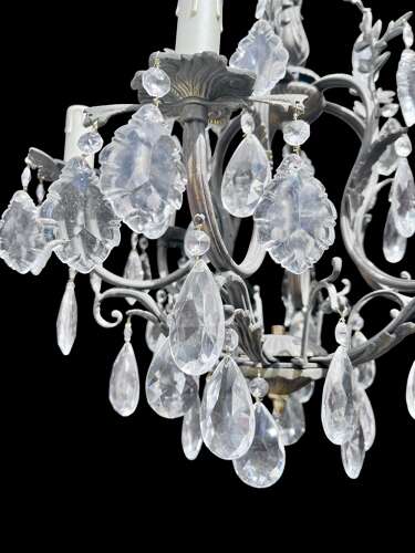 Six Light French Antique Crystal Chandelier