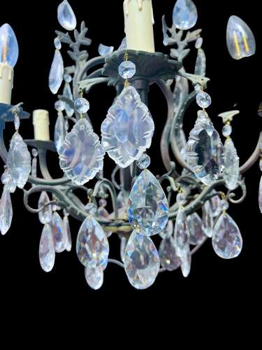 Six Light French Antique Crystal Chandelier