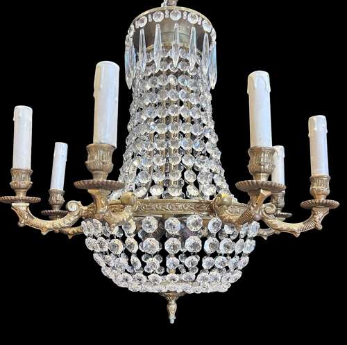 French Tent and Waterfall Empire Antique Chandelier with 11 Lights
