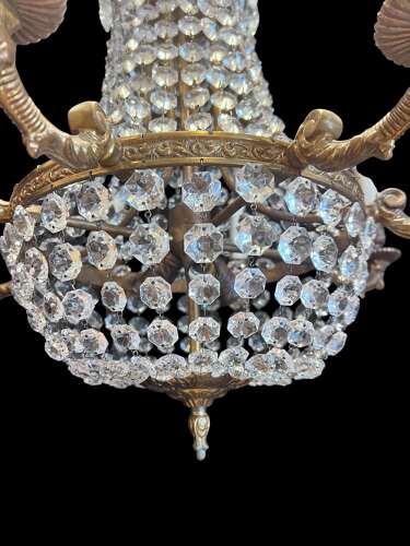 French Tent and Waterfall Empire Antique Chandelier with 11 Lights