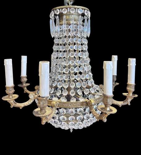 French Tent and Waterfall Empire Antique Chandelier with 11 Lights