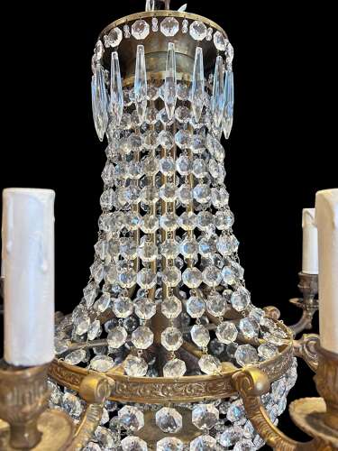 French Tent and Waterfall Empire Antique Chandelier with 11 Lights