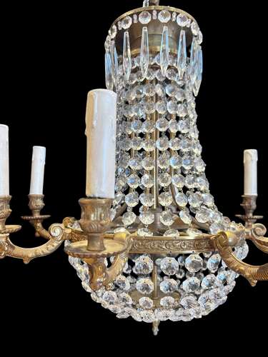 French Tent and Waterfall Empire Antique Chandelier with 11 Lights