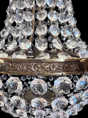French Tent and Waterfall Empire Antique Chandelier with 11 Lights