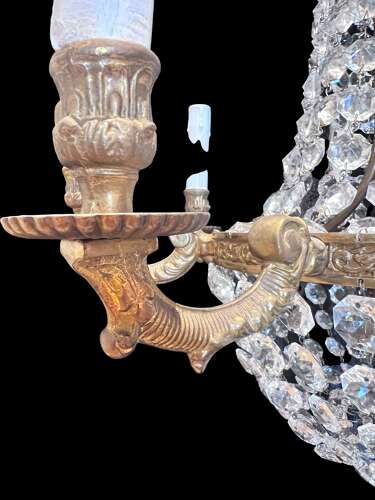 French Tent and Waterfall Empire Antique Chandelier with 11 Lights