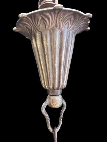 Antique French Art Nouveau Three-Light Brass Chandelier