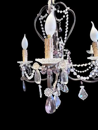 Four Light French Amethyst French Antique Chandelier
