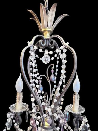 Four Light French Amethyst French Antique Chandelier