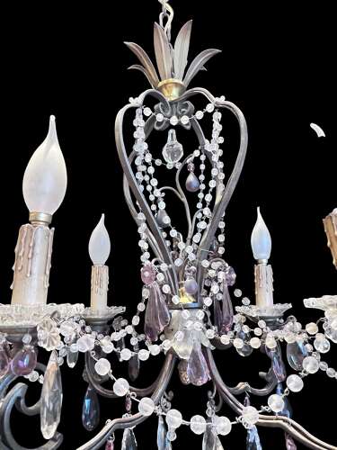 Four Light French Amethyst French Antique Chandelier