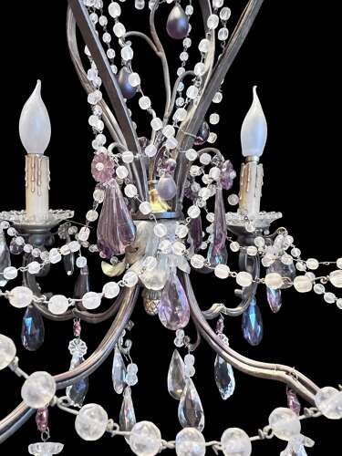 Four Light French Amethyst French Antique Chandelier
