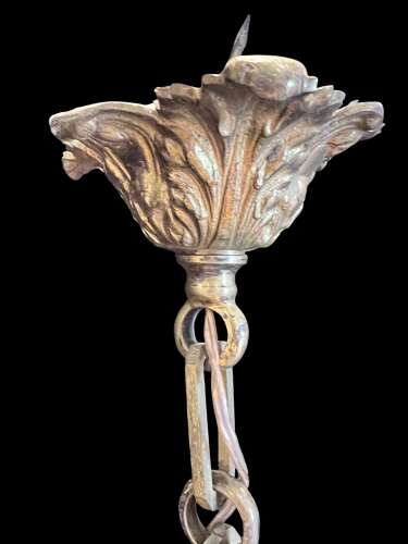 A French Brass Four Light Downlight Pendant Antique Chandelier