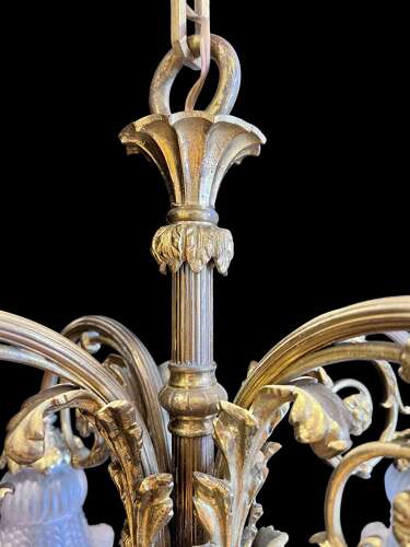 A French Brass Four Light Downlight Pendant Antique Chandelier