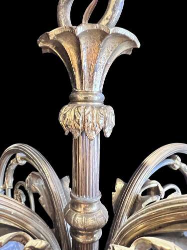 A French Brass Four Light Downlight Pendant Antique Chandelier