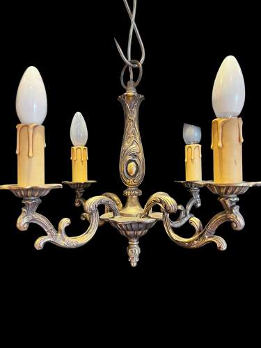 Four Light Brass French Antique Pendant Chandelier