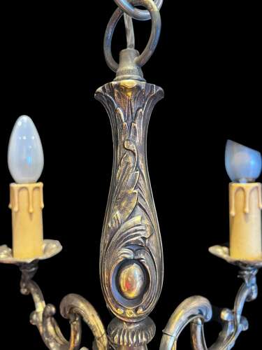 Four Light Brass French Antique Pendant Chandelier