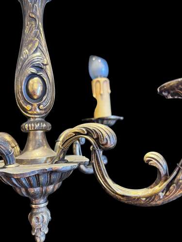 Four Light Brass French Antique Pendant Chandelier