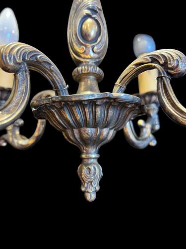 Four Light Brass French Antique Pendant Chandelier