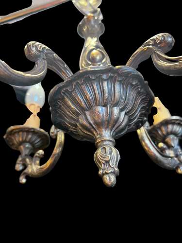 Four Light Brass French Antique Pendant Chandelier