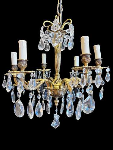 Six Light French Ormolu Antique Chandelier