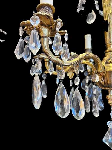 Six Light French Ormolu Antique Chandelier
