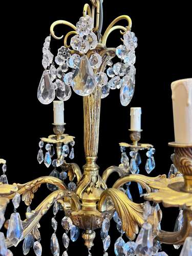 Six Light French Ormolu Antique Chandelier