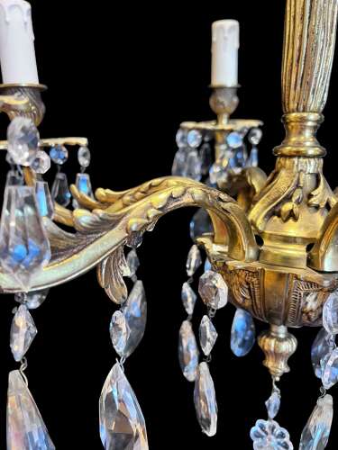 Six Light French Ormolu Antique Chandelier