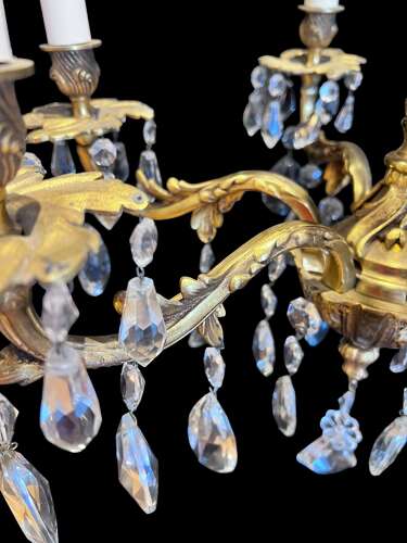 Six Light French Ormolu Antique Chandelier